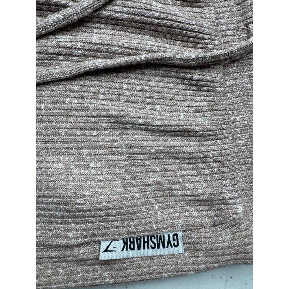 Gymshark Womens Ribbed Knit Lounge Pants Taupe Marl Drawstring Leggings Small - Picture 4 of 8